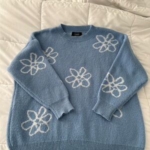 Cider Blue and White Floral Sweater